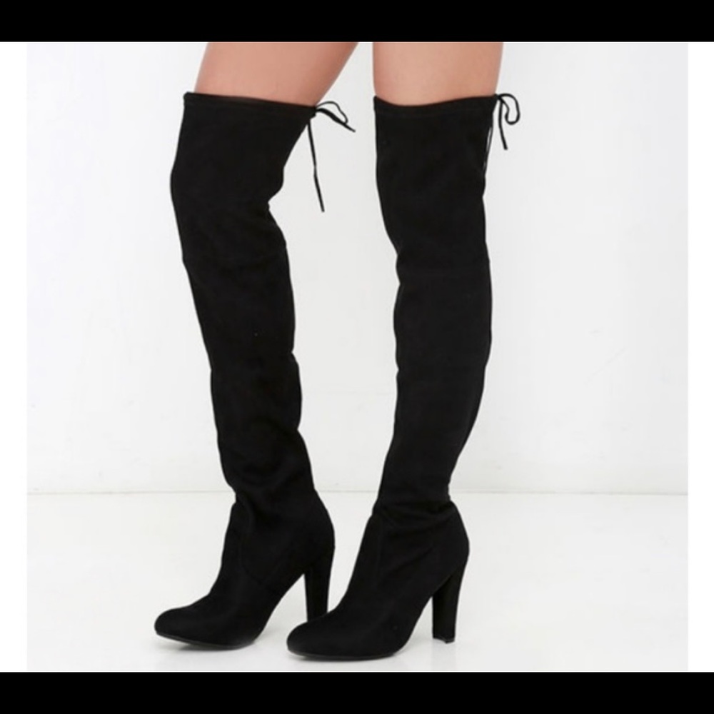 Black over the knee suede boots
